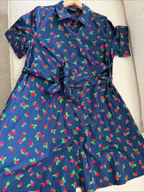kate spade Dresses & Skirts - Kate Spade Tossed Strawberry Shirtdress Size XL NWT